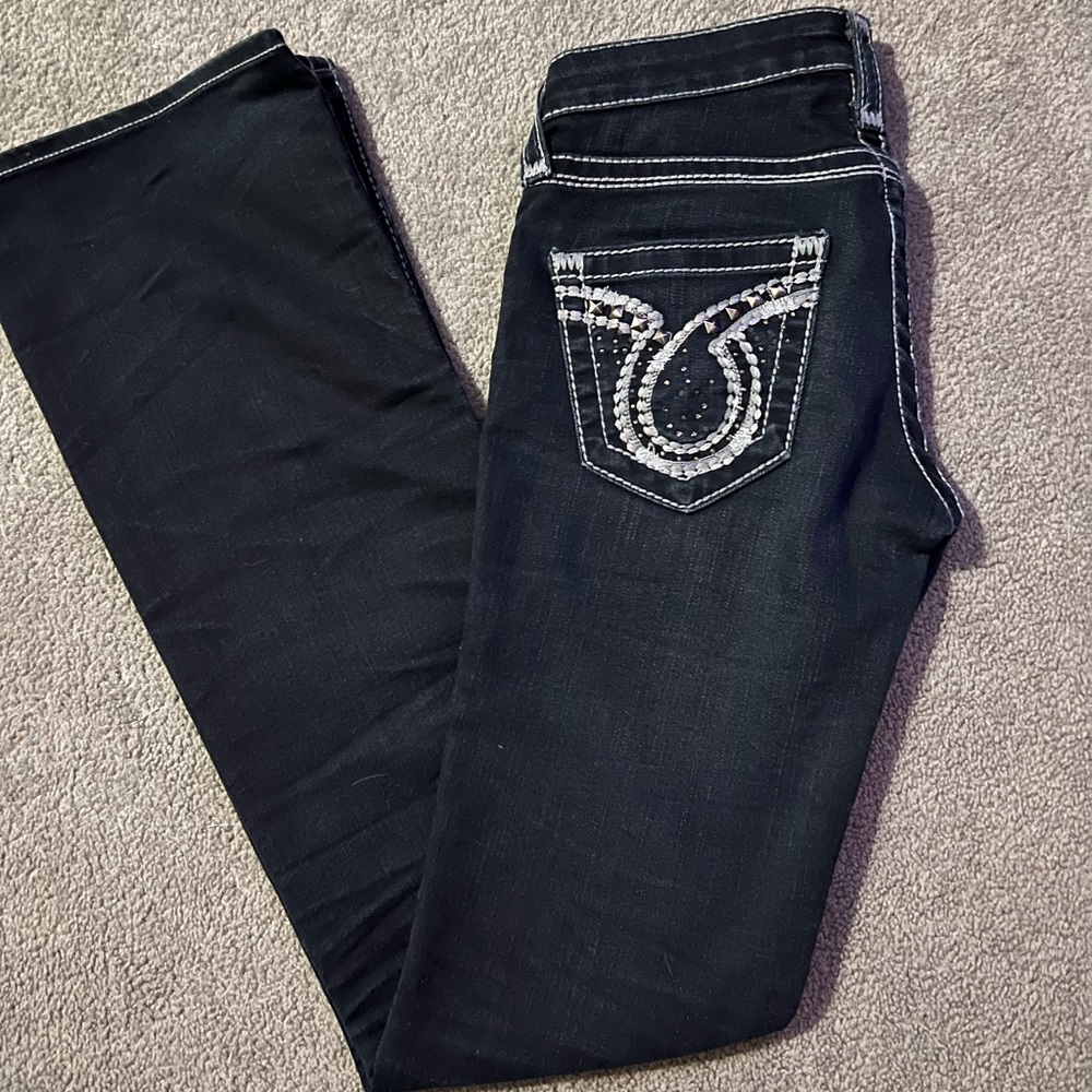 Black Women's Jeans with Embellished Back Pocket